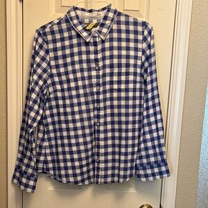 Tommy Bahama Blue and White Checkered Women's Button Down Shirt